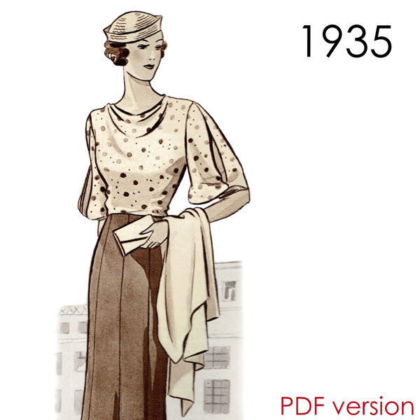 1935 Blouse PDF pattern 90 cm & 102 cm (40" & 35.4") bust