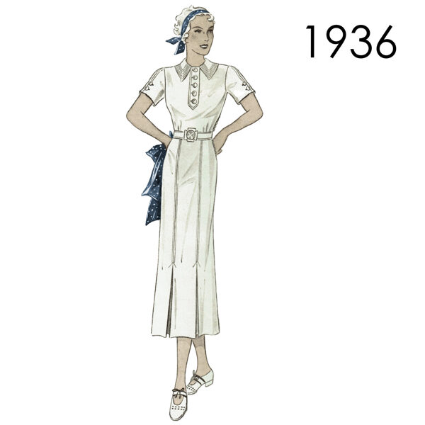 1936 Dress pattern 96 cm or 102 cm (37.8" or 40") bust