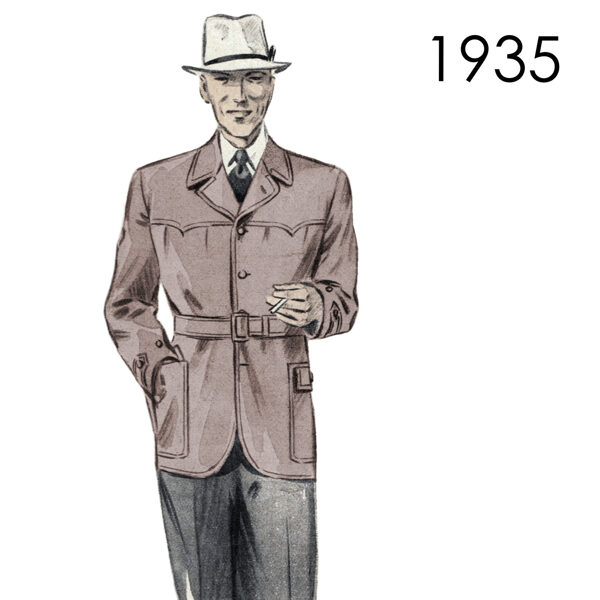 1935 Mens' coat pattern 104 cm (41") chest