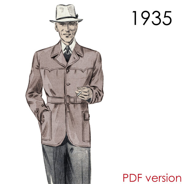 1935 Mens' coat PDF pattern 104 cm (41") chest