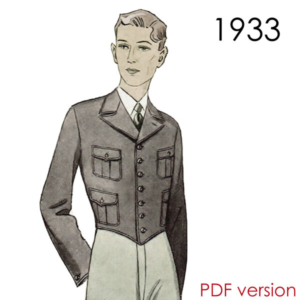 1933 Mens' jacket PDF pattern 104 cm (41") chest