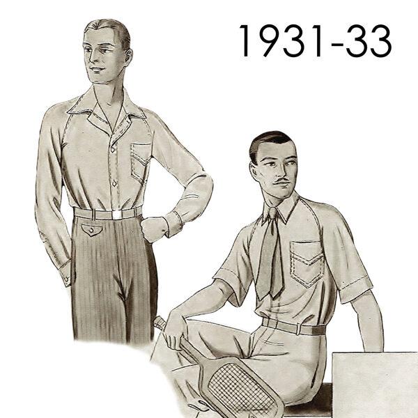 1930s Mens' raglan sleeve shirt pattern neck 36-38 cm (14"-15")