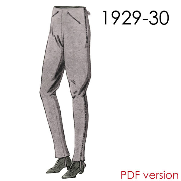 1929-30 Sports trouser PDF pattern waist 76 cm (30")