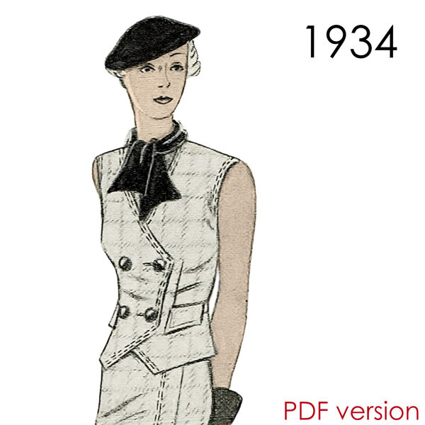 1934 Waistcoat PDF pattern 114 cm (44.8") bust