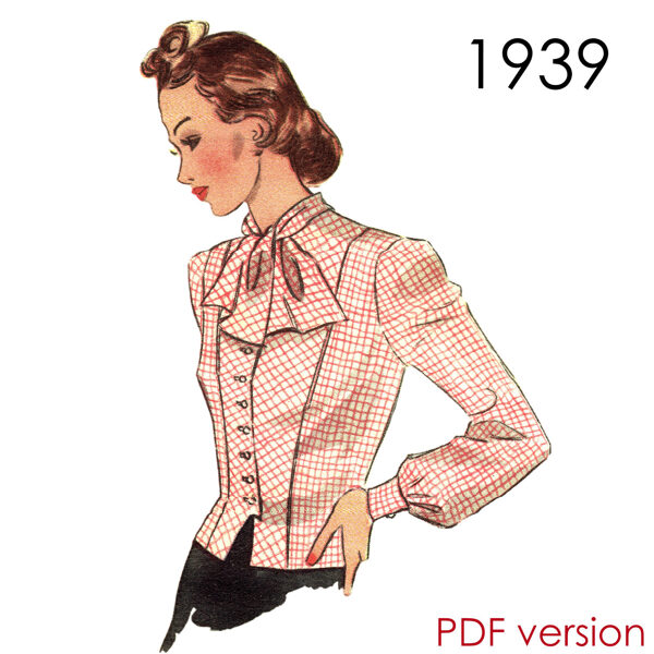 1939 Blouse 104 cm (41") bust. PDF pattern.