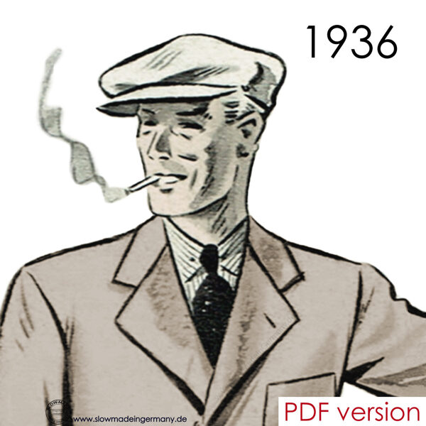1930s Men's Cap PDF pattern head sizes 57 to 59 cm (22.2"-23")