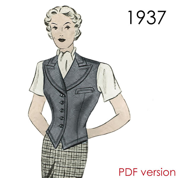 1937 Waistcoat PDF pattern 108 cm (42.5") bust