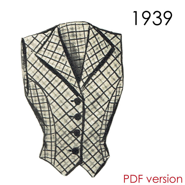 1939 Waistcoat PDF pattern in 102 cm/ 40" bust