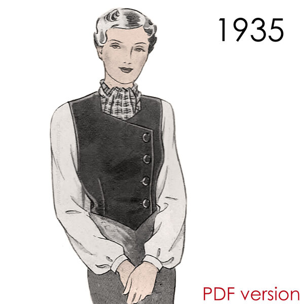 1935 Waistcoat PDF pattern 108 cm (42.5") bust