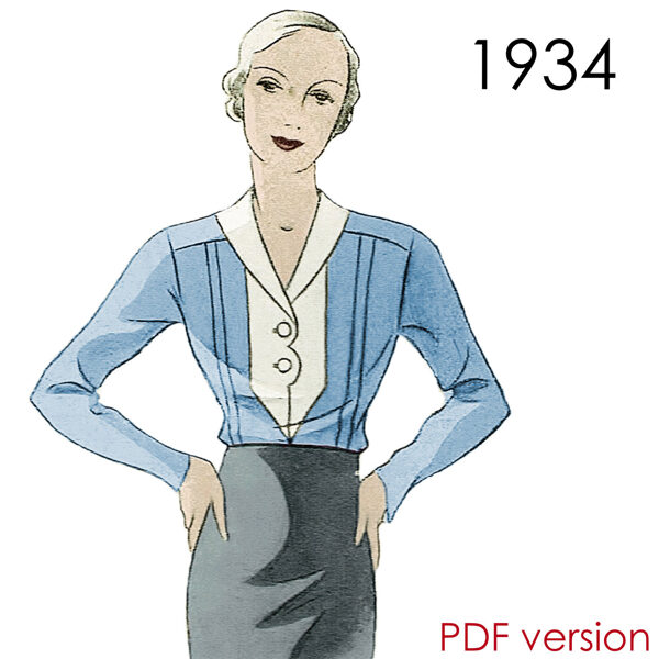 1934 Blouse PDF pattern 102 cm (40") bust