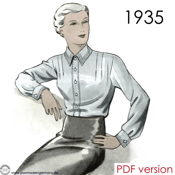 1935 Blouse PDF pattern 108 cm (42.5") bust