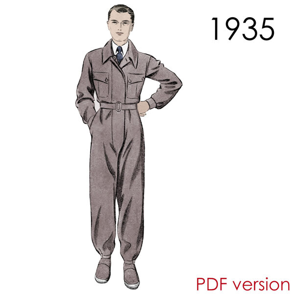 1935 Men's Overall PDF pattern 96 cm (37.8") chest