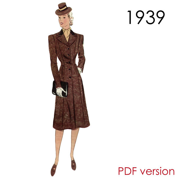 1939 Coat PDF pattern 112 cm (44") bust