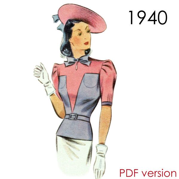 1940 Blouse PDF pattern 92 cm (36") bust