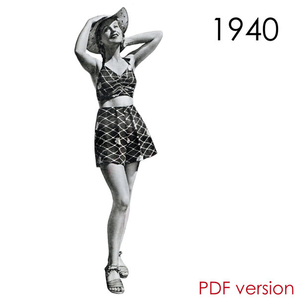 1940 Sun suit 102 cm (40") bust. PDF pattern.
