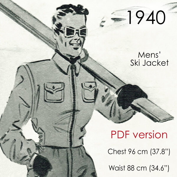 1940 Mens' Ski jacket PDF pattern 96 cm (37.8") chest