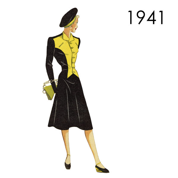 1941 Dress 120 cm (47") bust. PDF pattern.