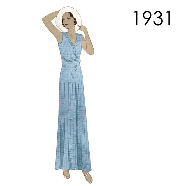 1931 Beach Pyjama pattern 96 cm (37.8") bust