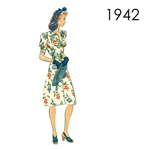 1942 Dress PDF pattern in 90 cm/ 35.4" bust