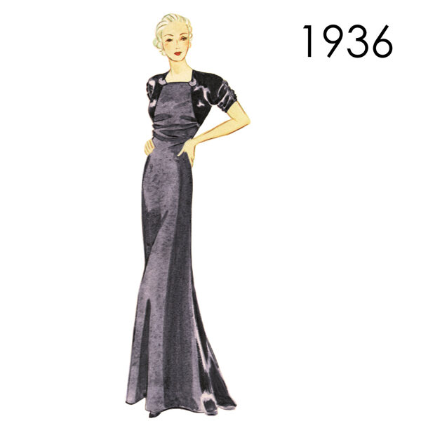1936 Gown pattern in 90 cm/ 35.4" or 102 cm/ 40" bust