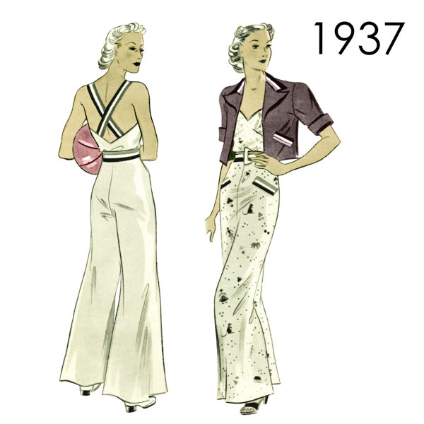 1937 Beach Pyjama pattern in 88 cm or 96 cm/ 34.6" or 37.8" bust