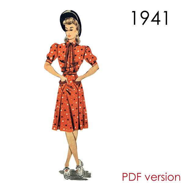 1941 Dress 90 cm (35.4") bust. PDF pattern.