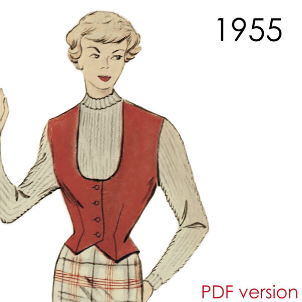 1955 Waistcoat PDF pattern in 96 cm/ 37.8" bust
