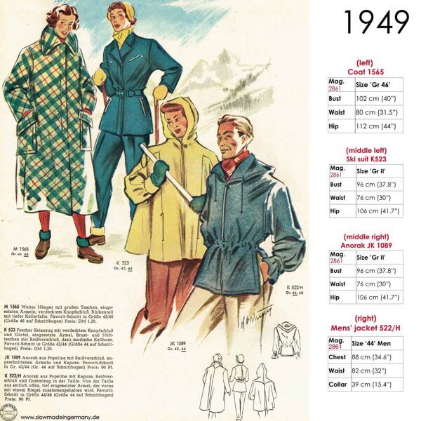 Vintage sketch of ski wear 1949