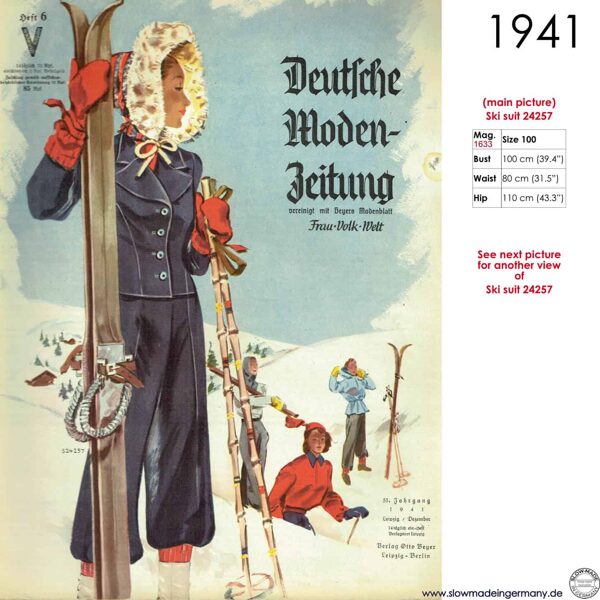 Vintage sketch of ski wear designs 1941