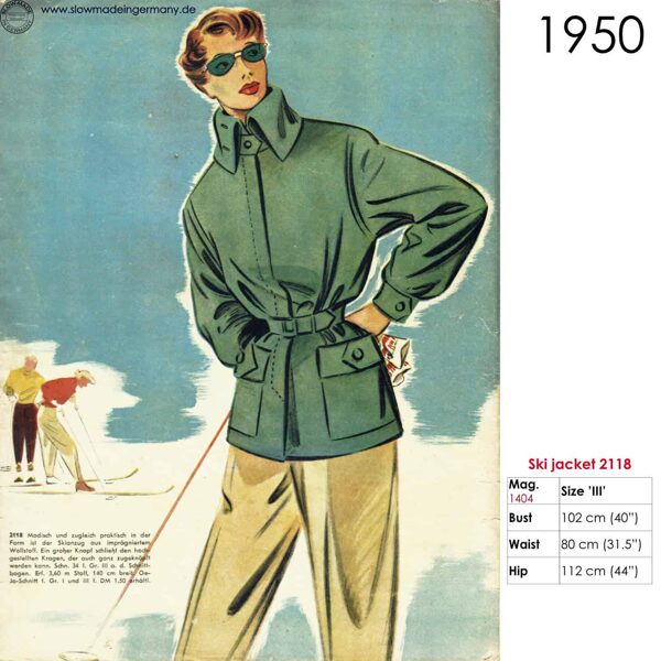 Drawing of 1950s ski coat pattern