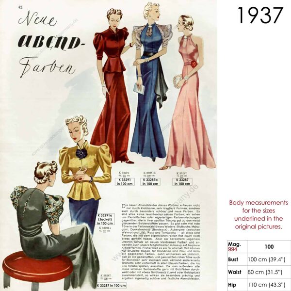 Bygone era 1930s style gowns