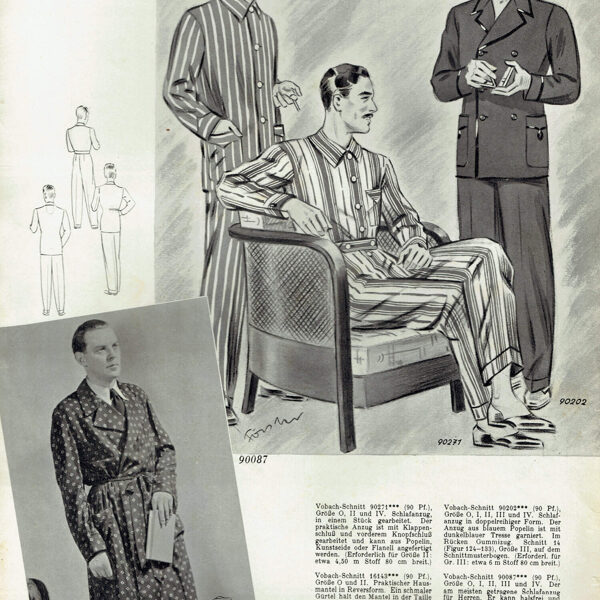 Vintage menswear pyjama sewing patterns