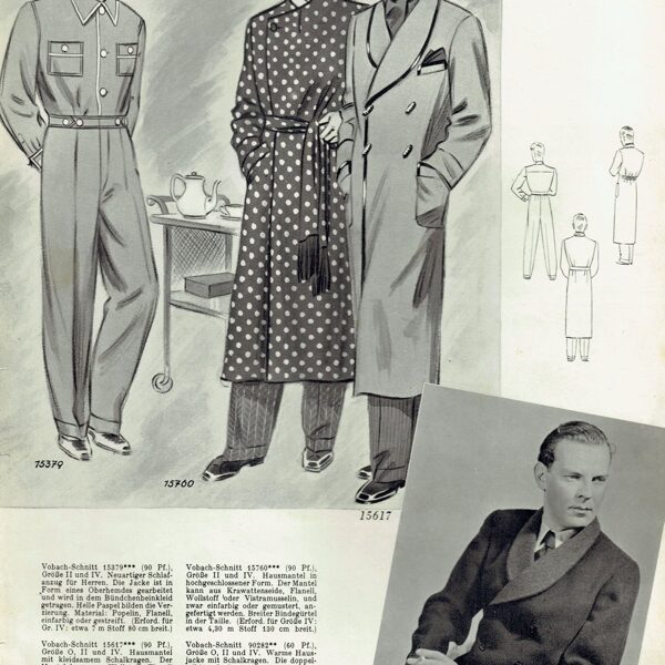 Vintage menswear housecoat sewing patterns