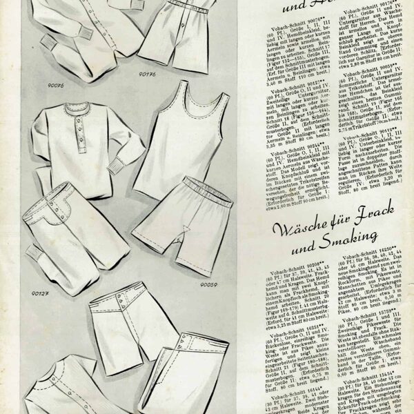 Vintage menswear undwear sewing patterns