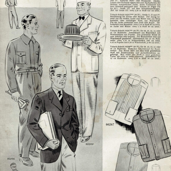 Vintage menswear workwear sewing patterns