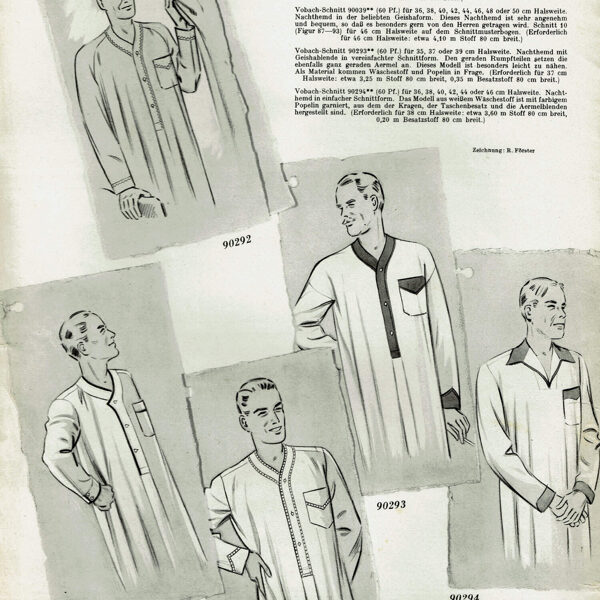Vintage menswear pyjama sewing patterns