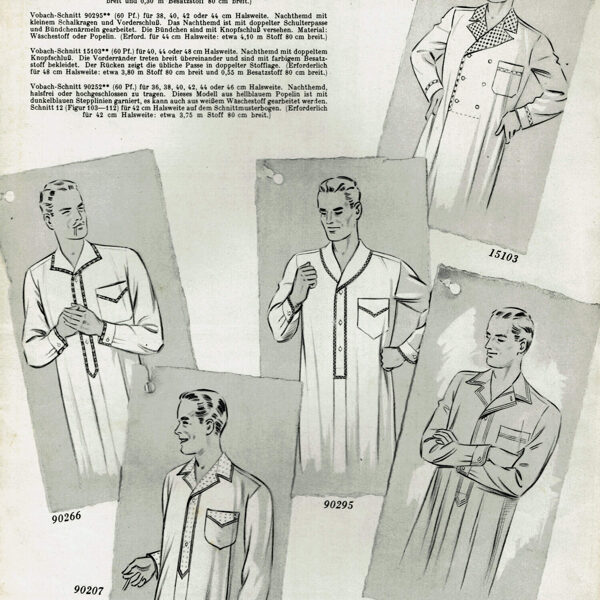 Vintage menswear pyjama sewing patterns