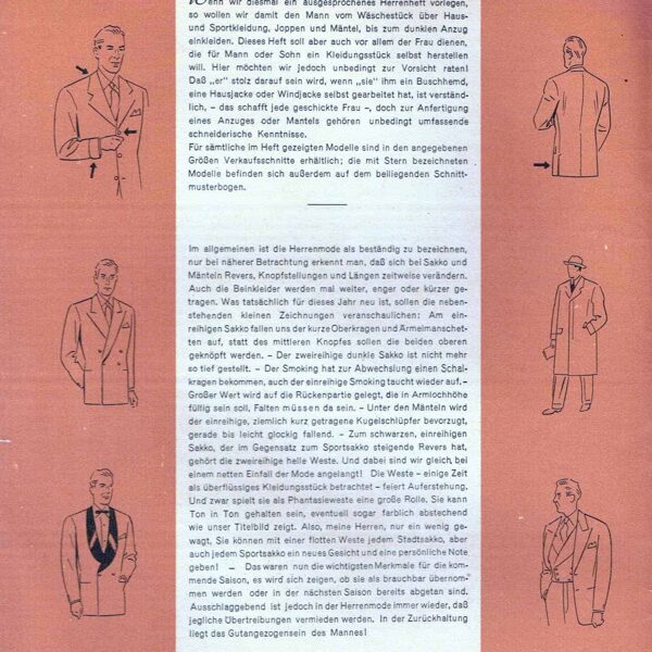 Vintage menswear sewing patterns 1950s