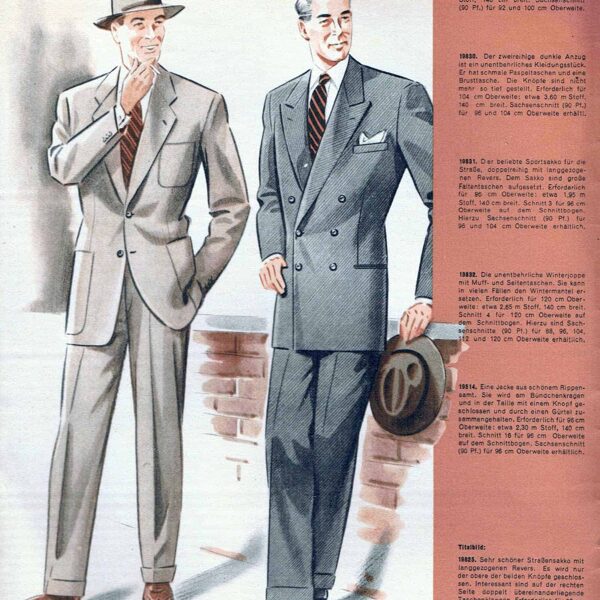Vintage menswear sewing patterns 1950s