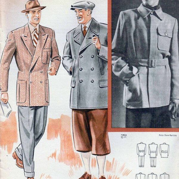 Vintage menswear sewing patterns 1950s