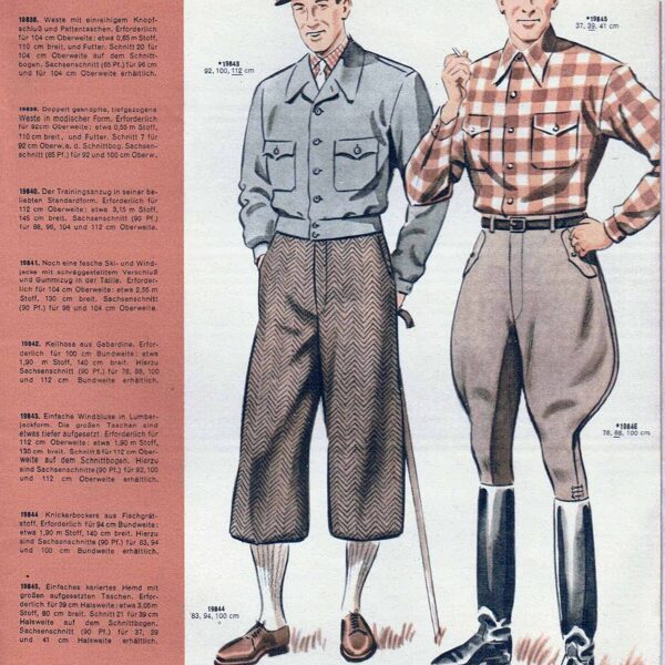 Vintage menswear sewing patterns 1950s