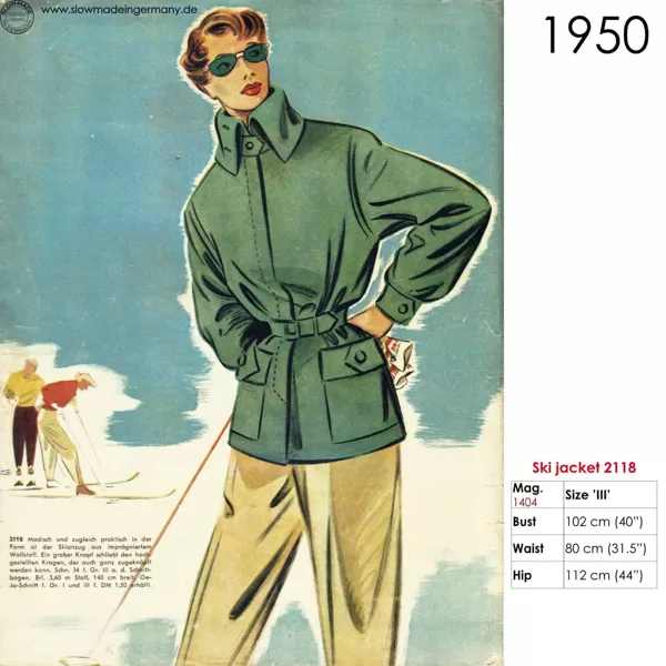 Drawing of 1950s ski coat pattern