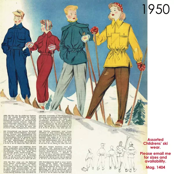 Drawing of 1950s kids skiwear patterns