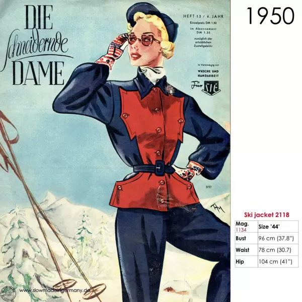 Drawing of 1950s ski jacket pattern