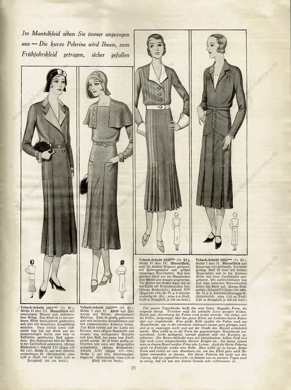 Early 1930s Vintage sewing patterns
