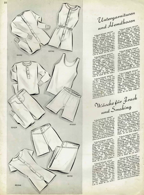 Vintage menswear undwear sewing patterns