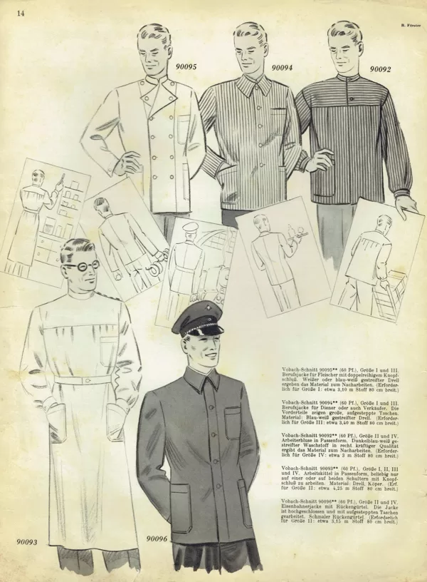 Vintage menswear workwear sewing patterns