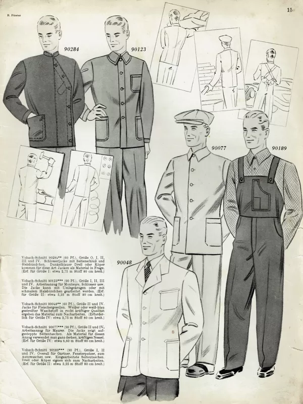 Vintage menswear workwear sewing patterns