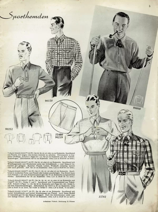 1930s menswear shirt sewing patterns