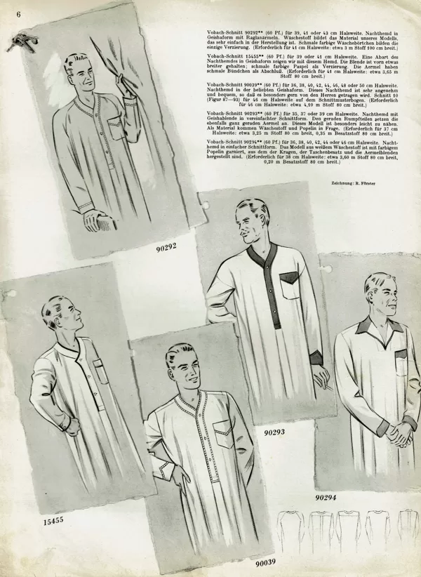 Vintage menswear pyjama sewing patterns